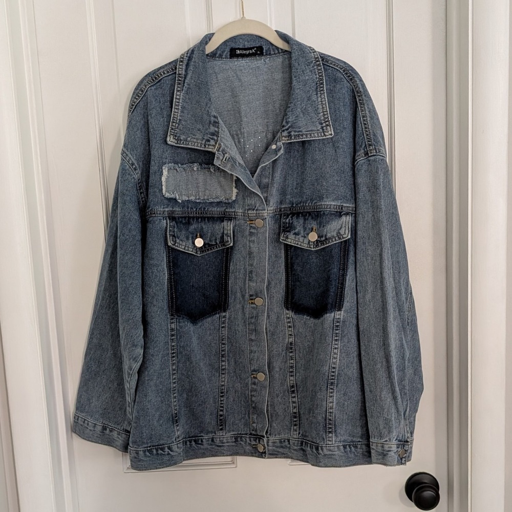 Allegra K Womens Denim Jean Jacket XTRA LARGE Festival Western‎ Cowgirl Barn
